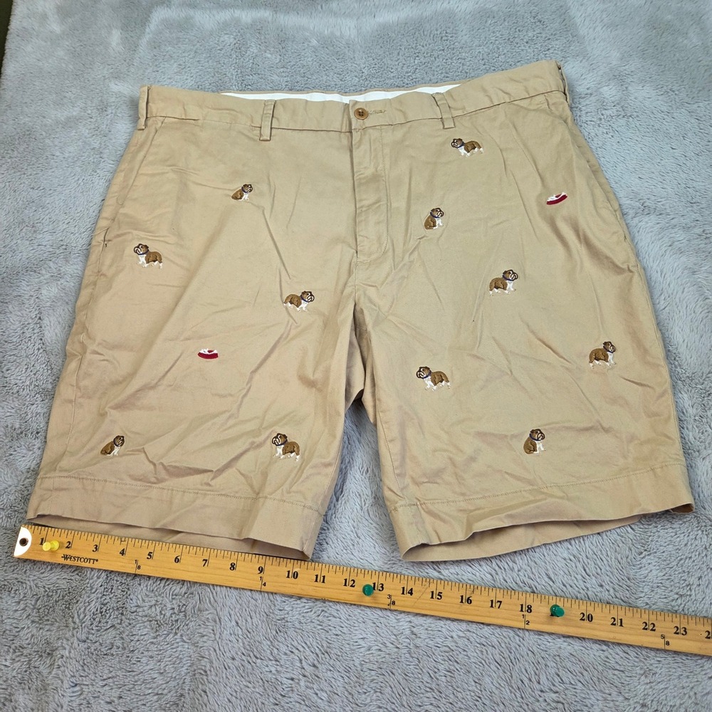 Polo Ralph Lauren Shorts Mens 38 Embroidered Bulldog Stretch Classic Fit Khaki